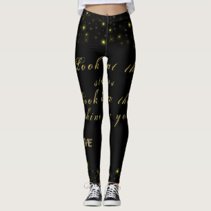 Personalisierte Gold- und Glitzern-Sterne in Schwa Leggings