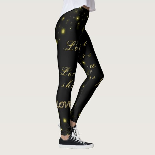 Personalisierte Gold- und Glitzern-Sterne in Schwa Leggings (Rechts)