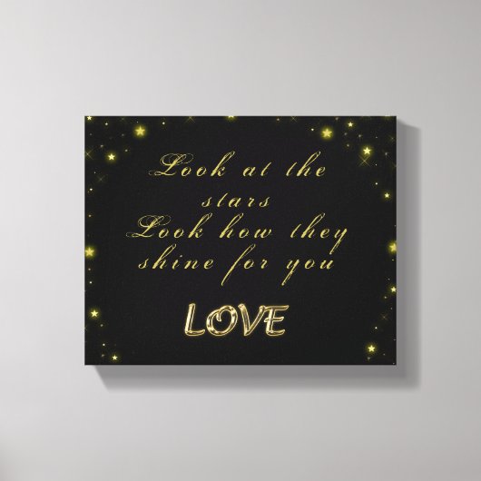 Personalisierte Gold- und Glitzern-Sterne in Schwa Leinwanddruck (Vorderseite)