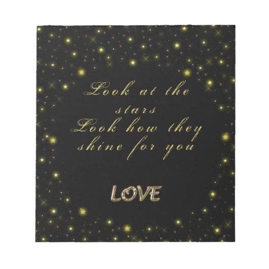 Personalisierte Gold- und Glitzern-Sterne in Schwa Notizblock (Vorderseite)