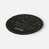 Personalisierte Gold- und Glitzern-Sterne in Schwa Pappteller (Schrägansicht)