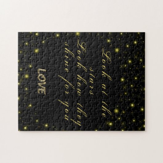 Personalisierte Gold- und Glitzern-Sterne in Schwa Puzzle (Horizontal)