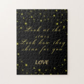 Personalisierte Gold- und Glitzern-Sterne in Schwa Puzzle (Vertikal)