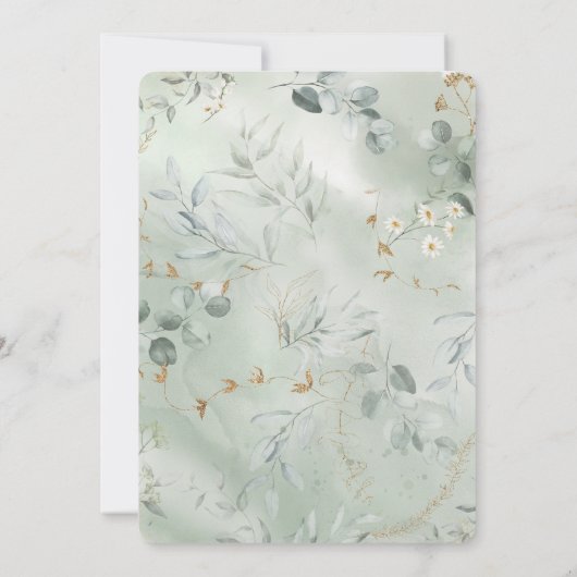 Personalisierte Gold- und Grüne Hochzeiten Einladung (Rückseite)