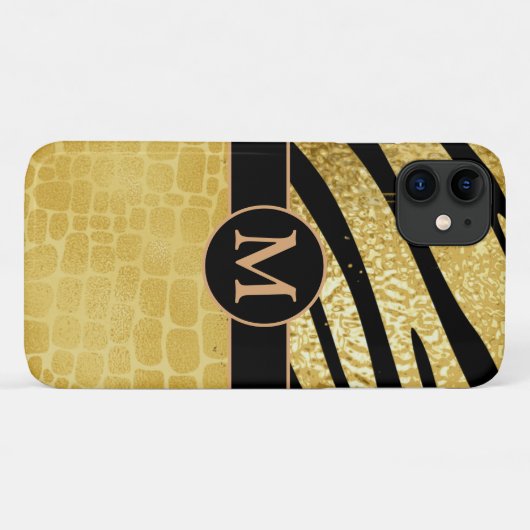 Personalisierte Gold- und Schwarzweißdrucke Case-Mate iPhone Hülle (Rückseite (Horizontal))