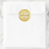 Personalisierte Gold Wedding Monogram Siegel Runder Aufkleber (Tasche)