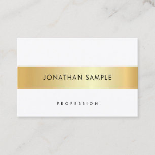 Personalisierte Gold Weiße Elegante Vorlage Modern Visitenkarte