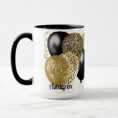 Personalisierte Goldballons glücklich 18. Geburtst Tasse (Links)