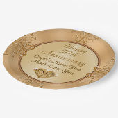 Personalisierte Golden 50th Anniversary Paper Tell Pappteller (Schrägansicht)