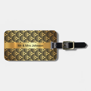 Personalisierte Golden Black Muscheln Art Deco Gep Gepäckanhänger