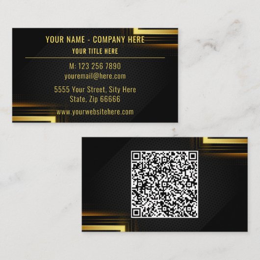 Personalisierte Golden Black QR Code Business Card Visitenkarte (Vorne/Hinten)