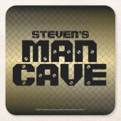 Personalisierte Golden Ombre Diamond Plate Man Höh Rechteckiger Pappuntersetzer (Vorderseite)