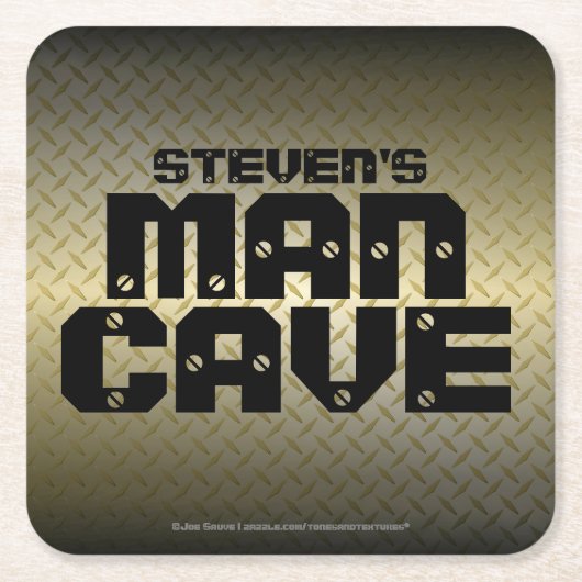 Personalisierte Golden Ombre Diamond Plate Man Höh Rechteckiger Pappuntersetzer (Vorderseite)