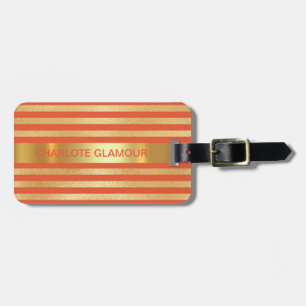 Personalisierte Golden Peach Stripes Minimal Gepäckanhänger