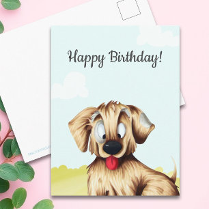 Personalisierte Golden Retriever Cartoon-Geburtsta Postkarte