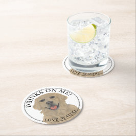 Personalisierte Golden Retriever Dog Wedding Runder Pappuntersetzer