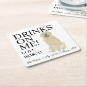 Personalisierte Golden Retriever Hochzeit Rechteckiger Pappuntersetzer (angewinkelt)