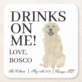 Personalisierte Golden Retriever Hochzeit Rechteckiger Pappuntersetzer