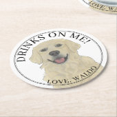 Personalisierte Golden Retriever Hochzeit Runder Pappuntersetzer (Angewinkelt)