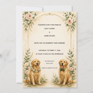 Personalisierte Golden Retriever Hochzeits-Einladu Einladung