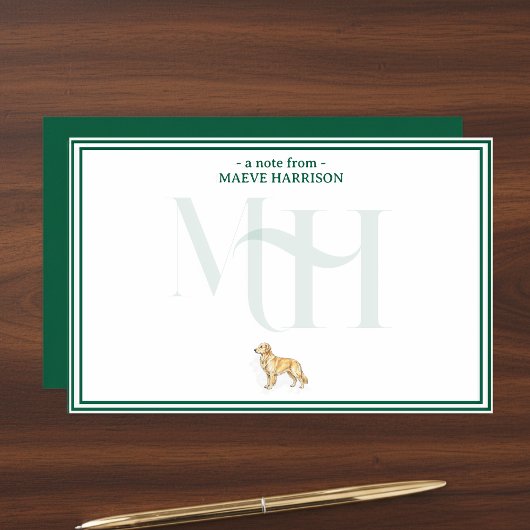 Personalisierte Golden Retriever Note Monogram Briefpapier