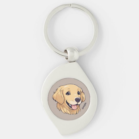 Personalisierte Golden Retriever Welpe Schlüsselanhänger (Vorderseite)