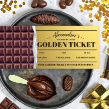 Personalisierte Golden Ticket Chocolate Einladung
