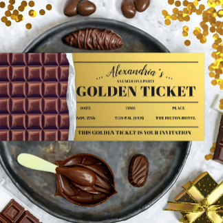 Personalisierte Golden Ticket Chocolate Einladung