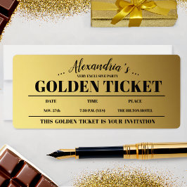 Personalisierte Golden Ticket Party Einladung