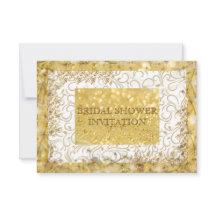 Personalisierte Golden White Bridal Dusche Einladu