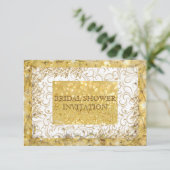 Personalisierte Golden White Bridal Dusche Einladu Einladung (Stehend Vorderseite)