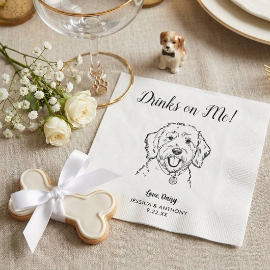 Personalisierte Goldendoodle-Hochzeit Serviette