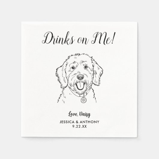 Personalisierte Goldendoodle-Hochzeit Serviette (Vorderseite)