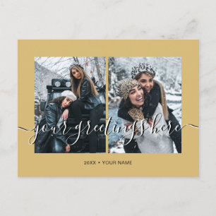 Personalisierte Goldene 2 Fotos Universal Grußkart Postkarte