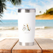 Personalisierte goldene Blumenmonogramm Initiale A