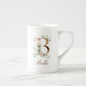 Personalisierte goldene Blumenmonogramm Initiale B Porzellantasse (Rechts)
