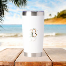Personalisierte goldene Blumenmonogramm Initiale B