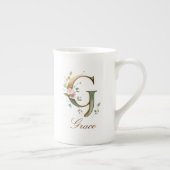 Personalisierte goldene Blumenmonogramm-Initiale G Porzellantasse (Rechts)