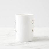 Personalisierte goldene Blumenmonogramm-Initiale R Porzellantasse (Vorderseite)