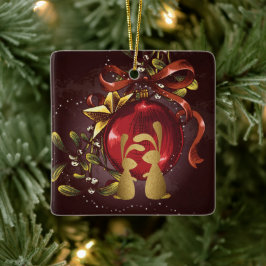 Personalisierte goldene Bunnies in der Liebe Weihn Keramikornament