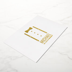 Personalisierte goldene Fliege für den Antrag an d Folieneinladung