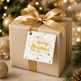 Personalisierte goldene Frohe Weihnachtssterne Geschenkanhänger