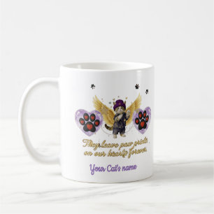 Personalisierte goldene geflügelte Katze Kaffeetasse