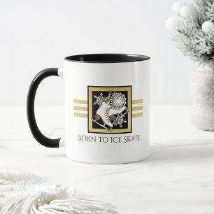 Personalisierte goldene Glitter-Schwarz-Weiß-Schli Tasse