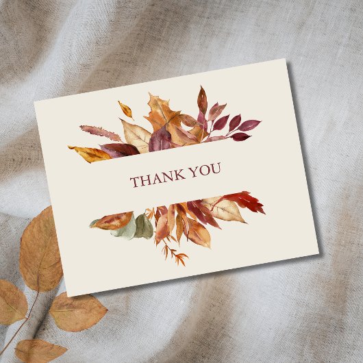 Personalisierte Goldene Herbstlaube Dankeskarte