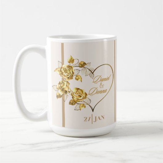 Personalisierte Goldene Hochzeit-Tasse Kaffeetasse (Links)