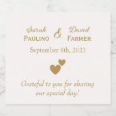 Personalisierte goldene Hochzeitsherzen Schaumweinetikett (Einzelnes Label)