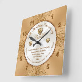 Personalisierte goldene Hochzeitstippuhren Quadratische Wanduhr (Winkel)