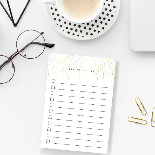 Personalisierte goldene Leuchten Post-it Klebezettel