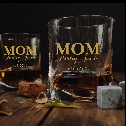 Personalisierte Goldene Mama EST Mütter Whiskyglas